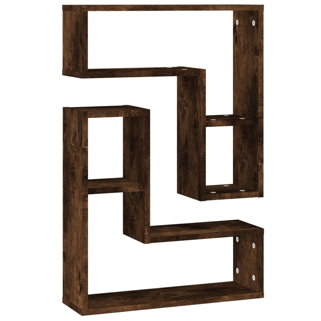 VidaXL Wandschappen 2 st 50x15x50 cm bewerkt hout gerookt eikenkleurig