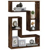 VidaXL Wandschappen 2 st 50x15x50 cm bewerkt hout gerookt eikenkleurig