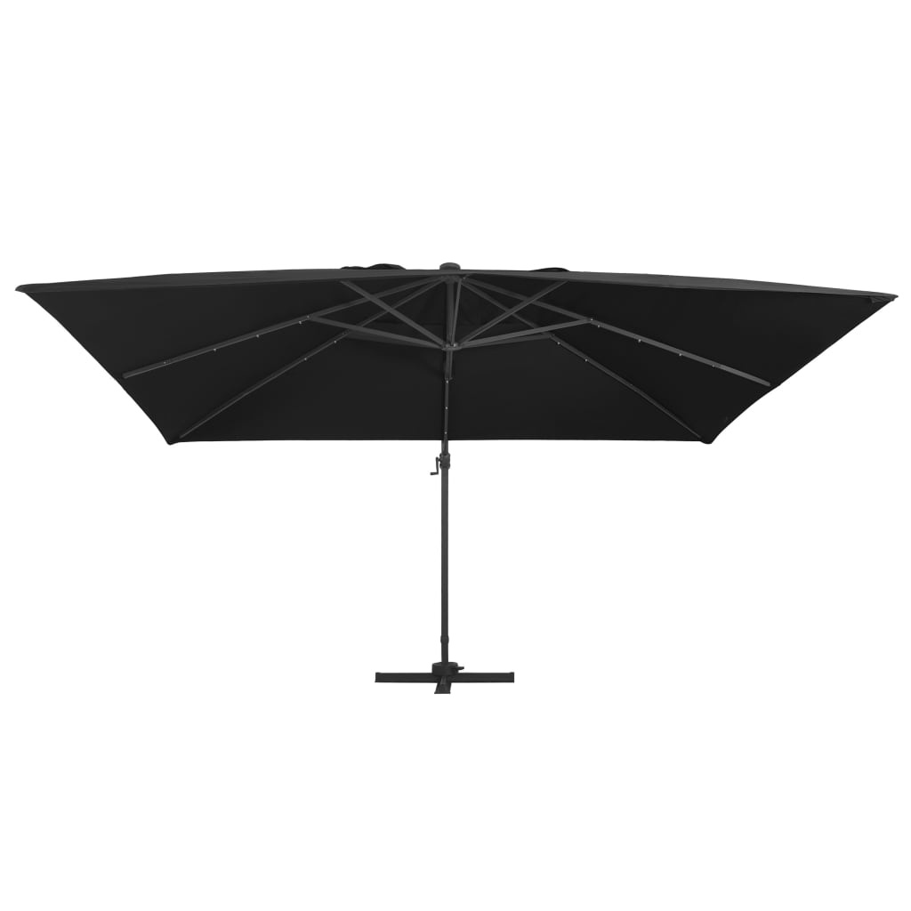 VidaXL Zweefparasol met LED en aluminium paal 400x300 cm zwart