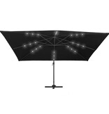 VidaXL Zweefparasol met LED en aluminium paal 400x300 cm zwart