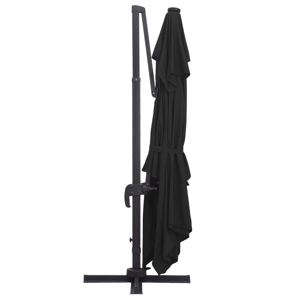 VidaXL Zweefparasol met LED en aluminium paal 400x300 cm zwart