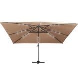 VidaXL Zweefparasol met LED en aluminium paal 400x300 cm taupe