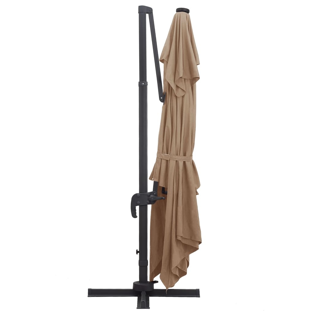 VidaXL Zweefparasol met LED en aluminium paal 400x300 cm taupe