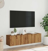 VidaXL Tv-wandmeubel 120x30x30 cm bewerkt hout artisanaal eikenkleurig