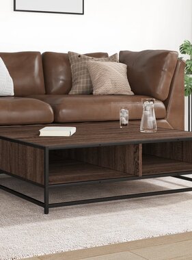 VidaXL Salontafel 100x100x30 cm bewerkt hout en metaal bruin eiken