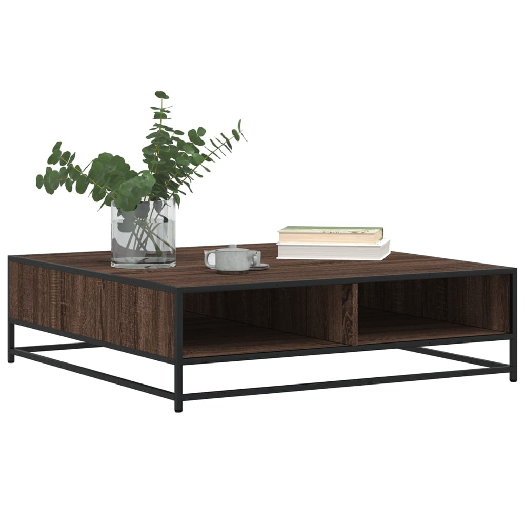 VidaXL Salontafel 100x100x30 cm bewerkt hout en metaal bruin eiken