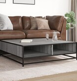 VidaXL Salontafel 100x100x30 cm bewerkt hout en metaal grijs sonoma