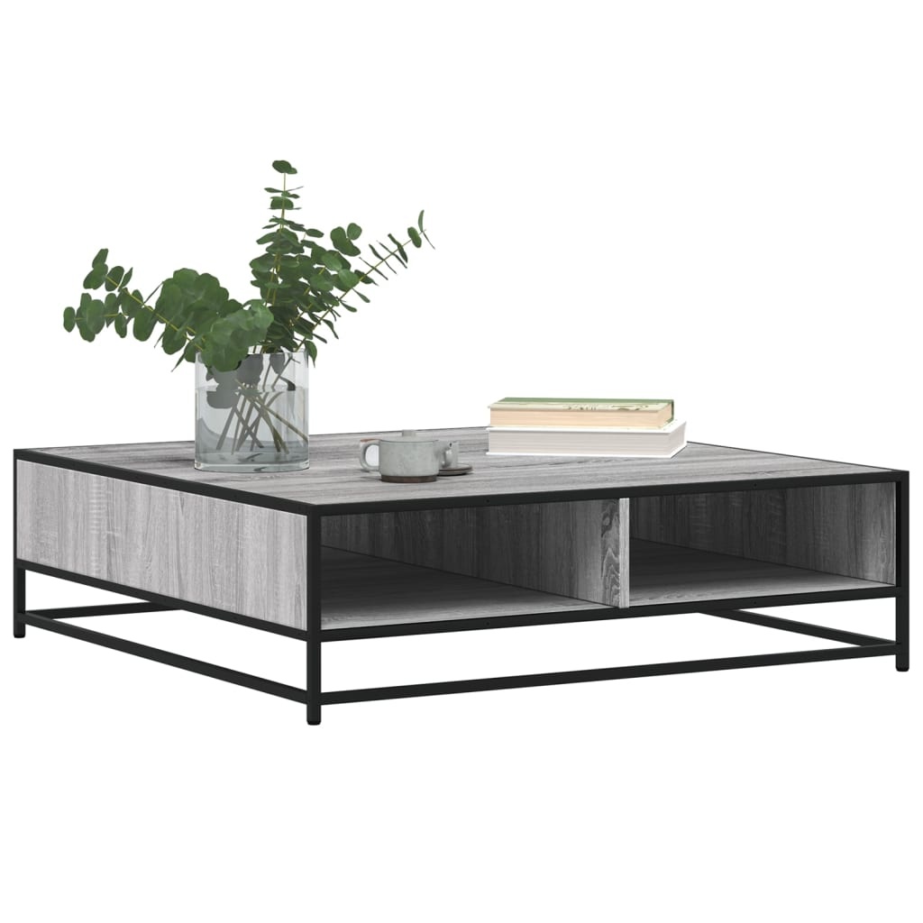 VidaXL Salontafel 100x100x30 cm bewerkt hout en metaal grijs sonoma