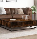 VidaXL Salontafel 100x100x30 cm bewerkt hout en metaal gerookt eiken