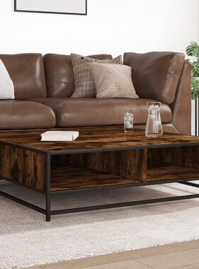 VidaXL Salontafel 100x100x30 cm bewerkt hout en metaal gerookt eiken