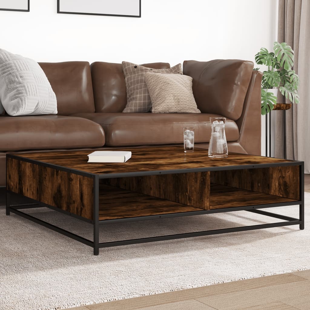 VidaXL Salontafel 100x100x30 cm bewerkt hout en metaal gerookt eiken