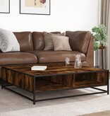 VidaXL Salontafel 100x100x30 cm bewerkt hout en metaal gerookt eiken