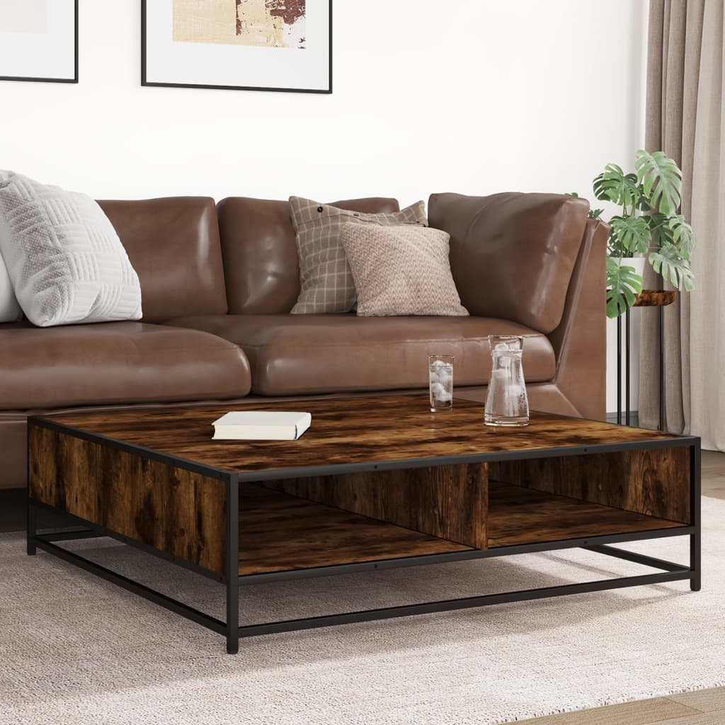 VidaXL Salontafel 100x100x30 cm bewerkt hout en metaal gerookt eiken