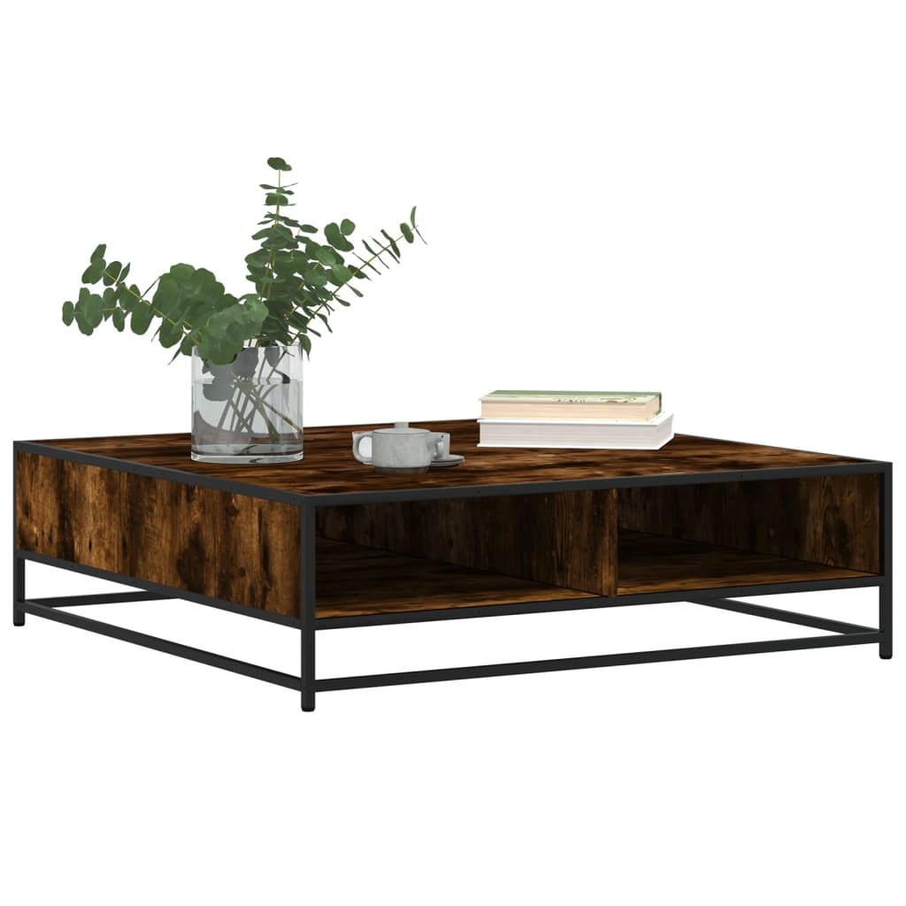 VidaXL Salontafel 100x100x30 cm bewerkt hout en metaal gerookt eiken