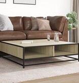 VidaXL Salontafel 100x100x30 cm bewerkt hout en metaal sonoma eiken