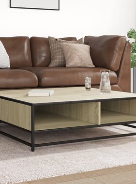 VidaXL Salontafel 100x100x30 cm bewerkt hout en metaal sonoma eiken