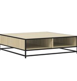 VidaXL Salontafel 100x100x30 cm bewerkt hout en metaal sonoma eiken