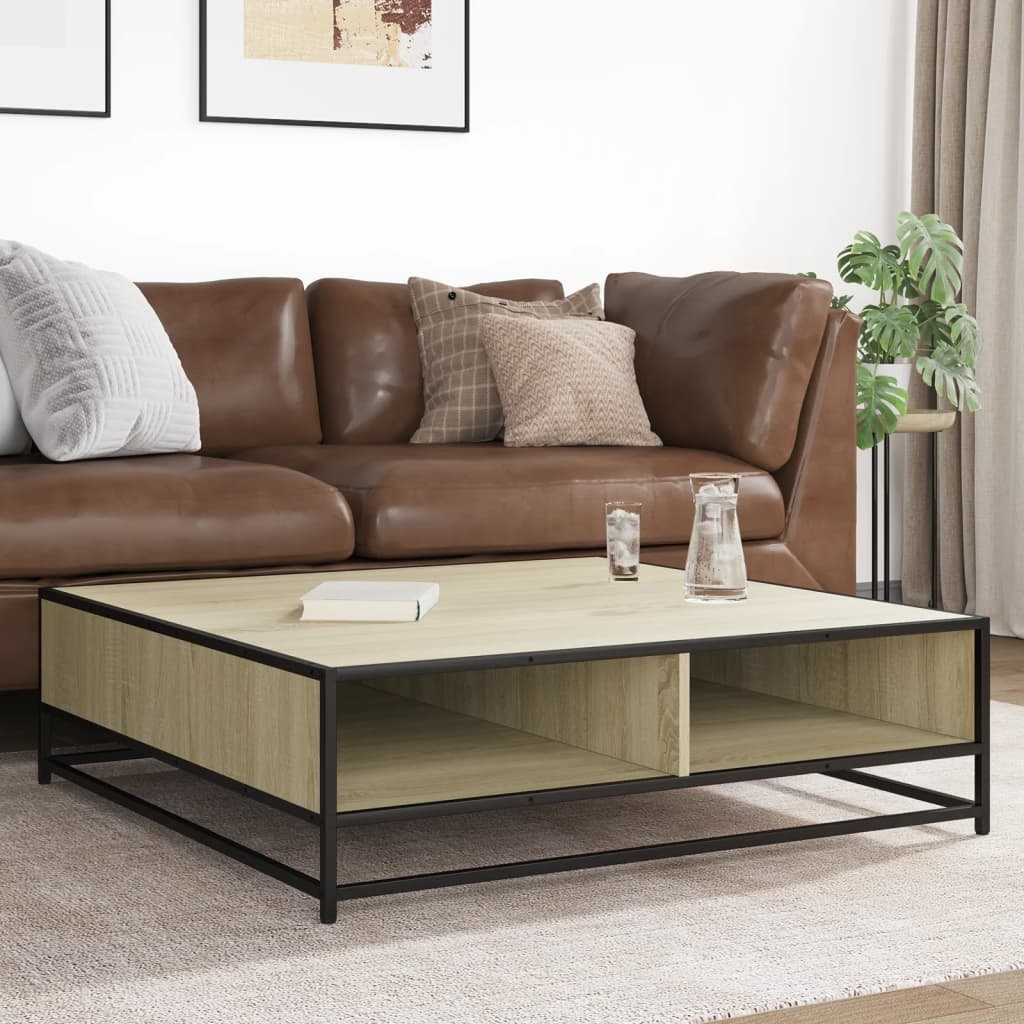 VidaXL Salontafel 100x100x30 cm bewerkt hout en metaal sonoma eiken