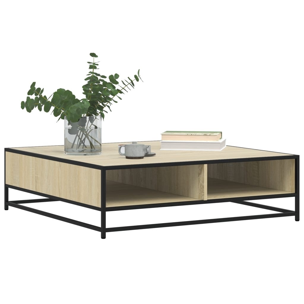 VidaXL Salontafel 100x100x30 cm bewerkt hout en metaal sonoma eiken
