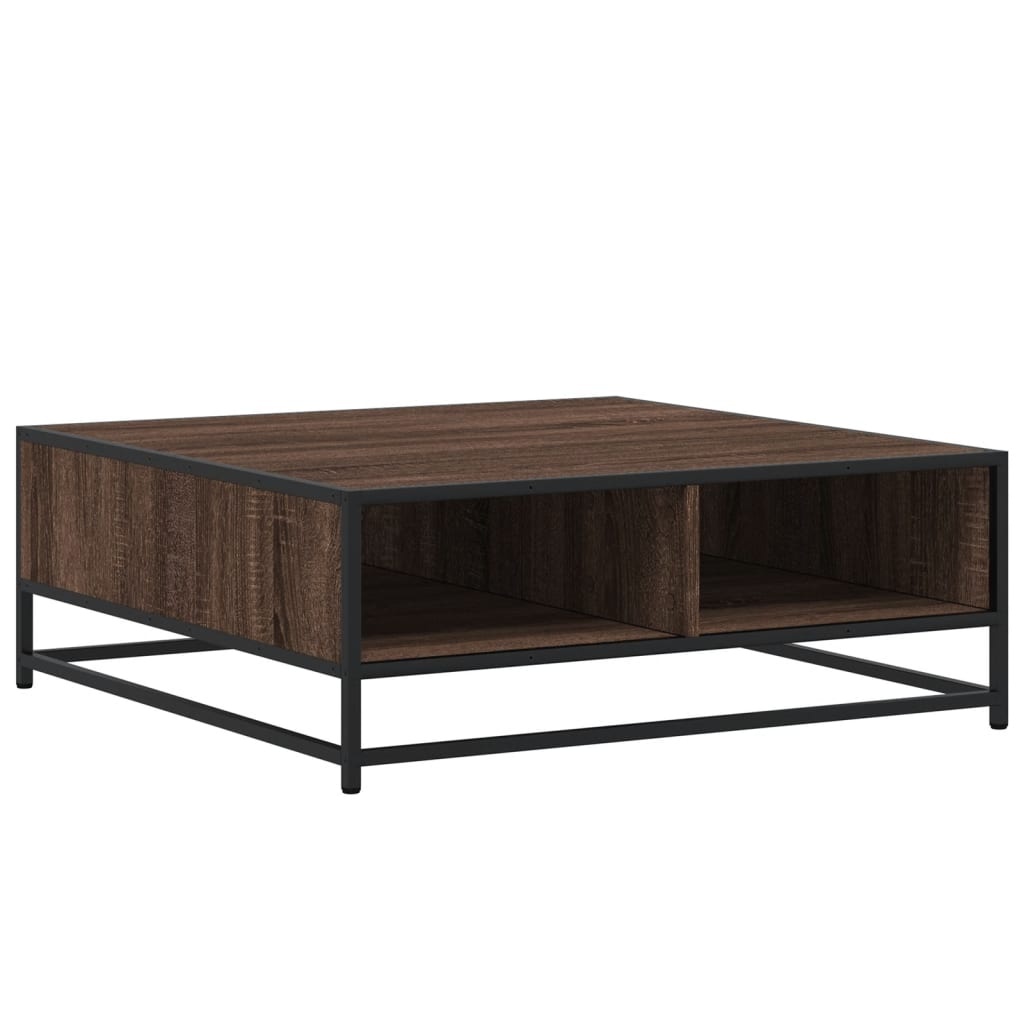 VidaXL Salontafel 80x80x30 cm bewerkt hout en metaal bruin eikenkleur