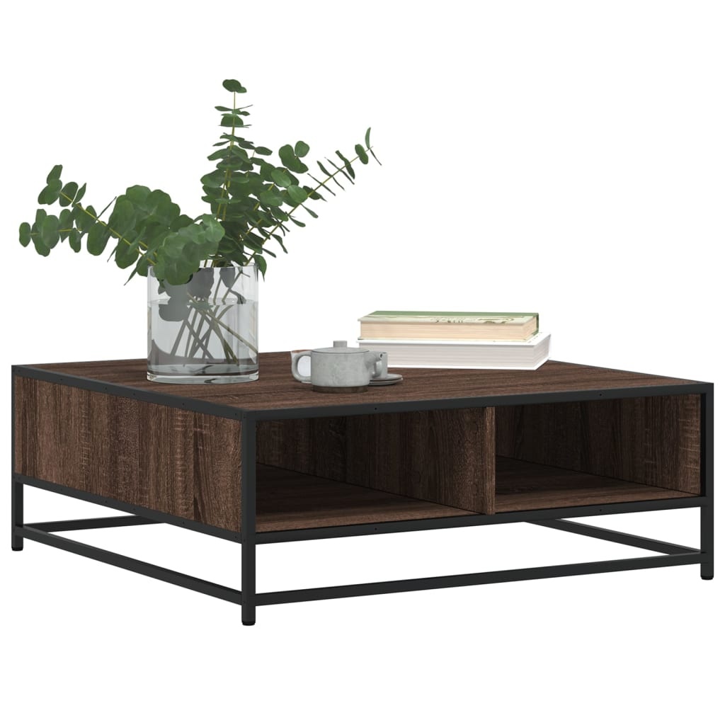 VidaXL Salontafel 80x80x30 cm bewerkt hout en metaal bruin eikenkleur
