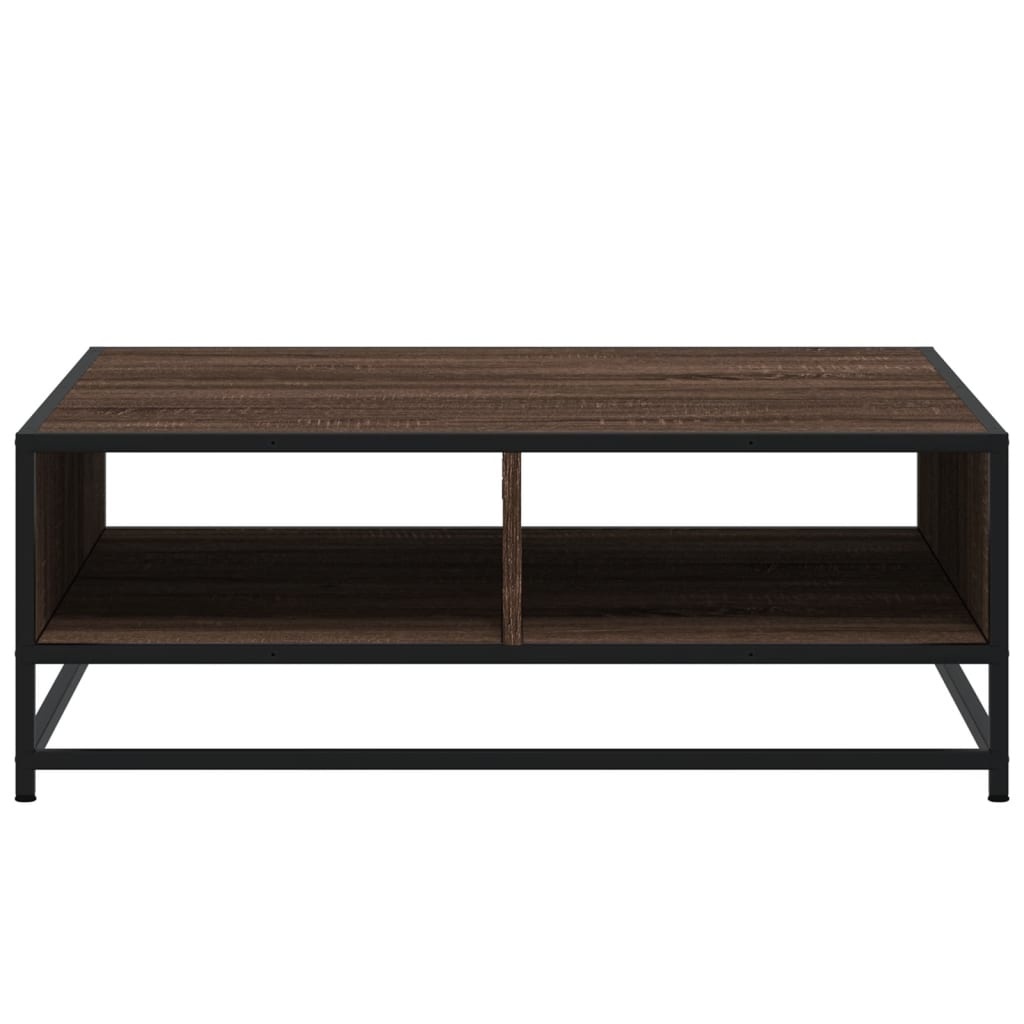 VidaXL Salontafel 80x80x30 cm bewerkt hout en metaal bruin eikenkleur