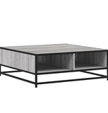 VidaXL Salontafel 80x80x30 cm bewerkt hout en metaal grijs sonoma