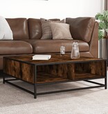 VidaXL Salontafel 80x80x30 cm bewerkt hout en metaal gerookt eiken