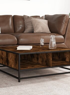 VidaXL Salontafel 80x80x30 cm bewerkt hout en metaal gerookt eiken