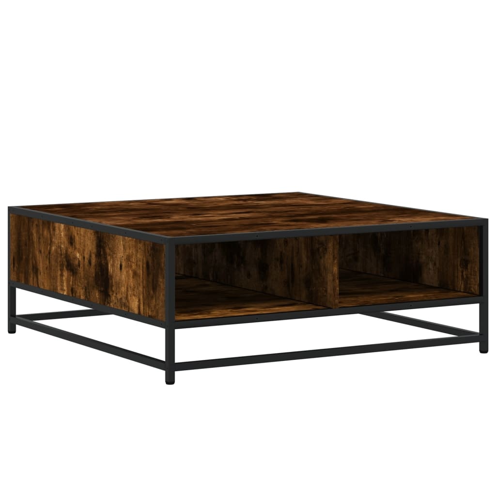 VidaXL Salontafel 80x80x30 cm bewerkt hout en metaal gerookt eiken