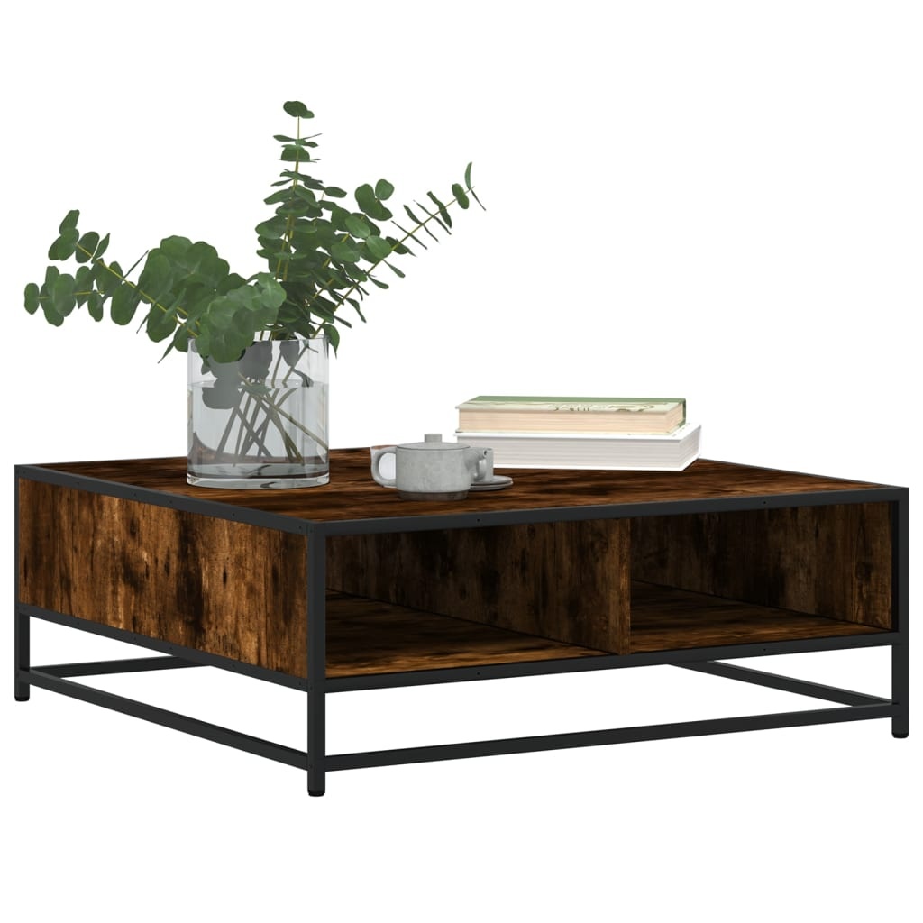 VidaXL Salontafel 80x80x30 cm bewerkt hout en metaal gerookt eiken