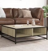 VidaXL Salontafel 80x80x30 cm bewerkt hout en metaal sonoma eikenkleur