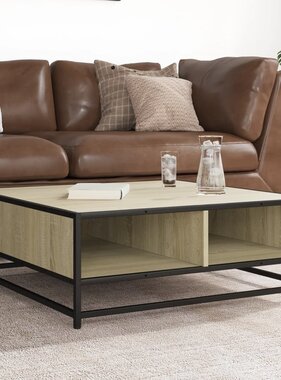 VidaXL Salontafel 80x80x30 cm bewerkt hout en metaal sonoma eikenkleur
