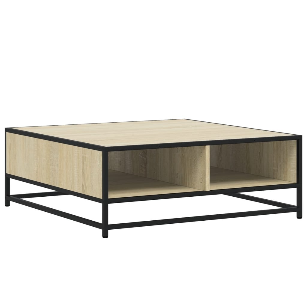VidaXL Salontafel 80x80x30 cm bewerkt hout en metaal sonoma eikenkleur