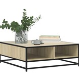 VidaXL Salontafel 80x80x30 cm bewerkt hout en metaal sonoma eikenkleur