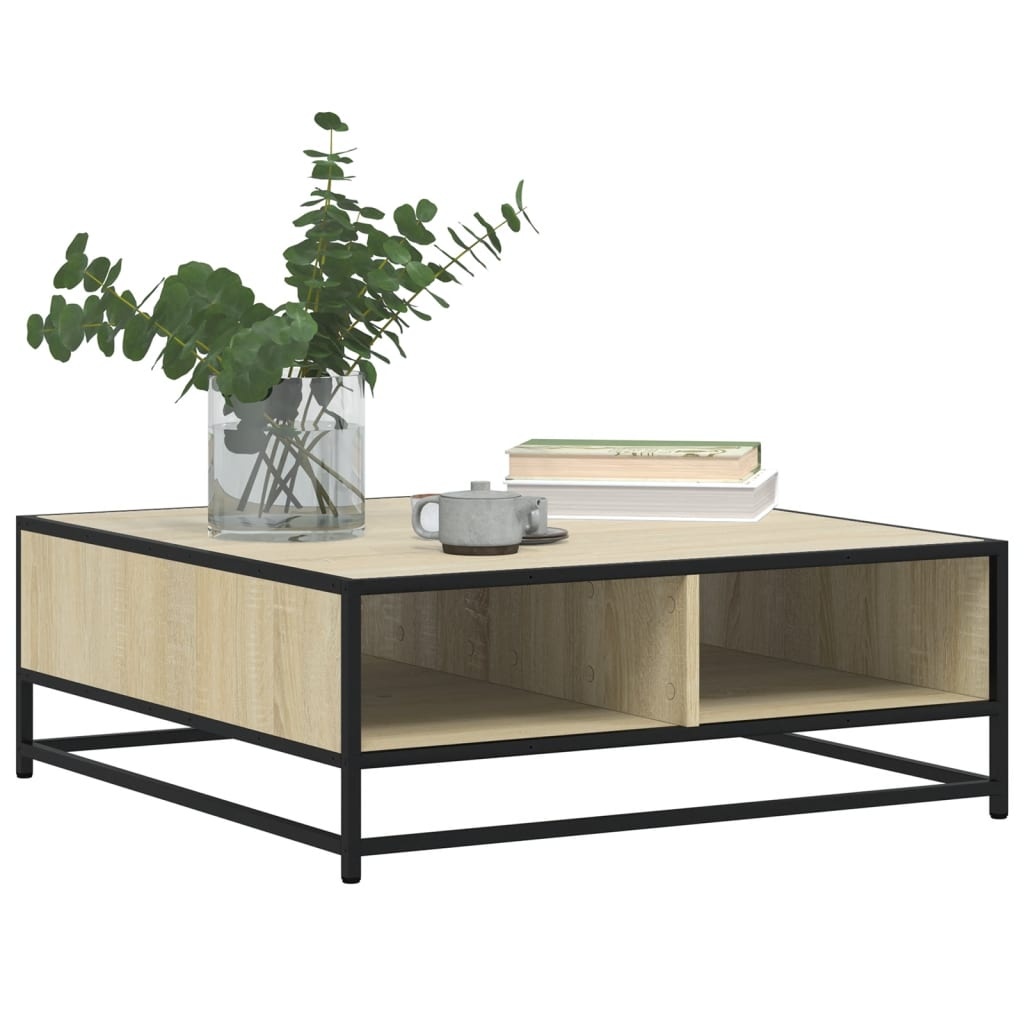 VidaXL Salontafel 80x80x30 cm bewerkt hout en metaal sonoma eikenkleur