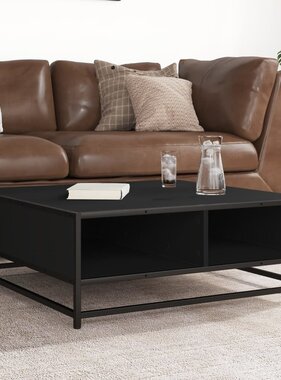 VidaXL Salontafel 80x80x30 cm bewerkt hout en metaal zwart