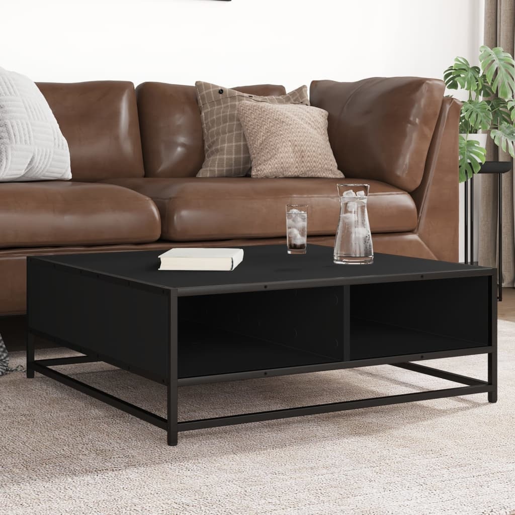 VidaXL Salontafel 80x80x30 cm bewerkt hout en metaal zwart