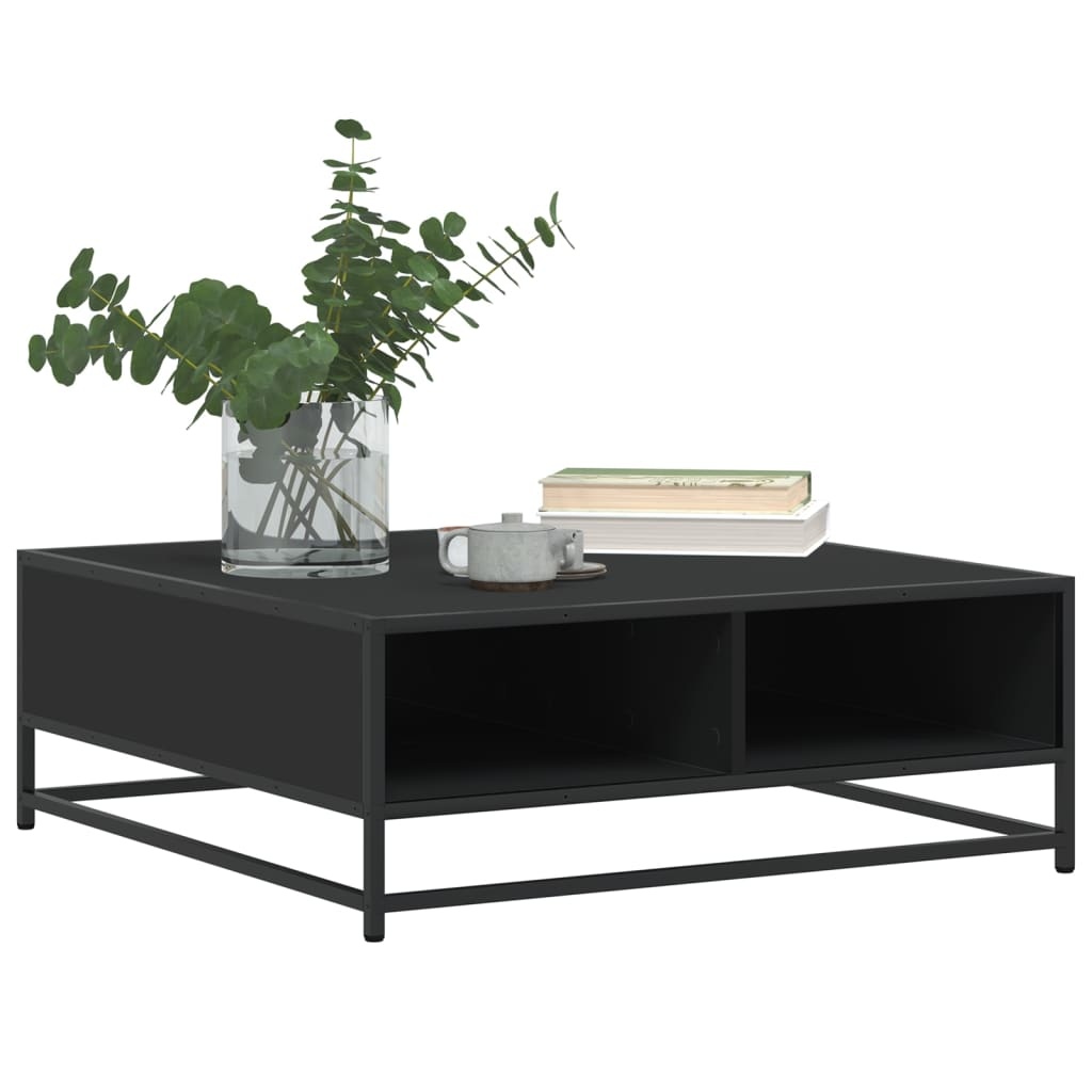 VidaXL Salontafel 80x80x30 cm bewerkt hout en metaal zwart