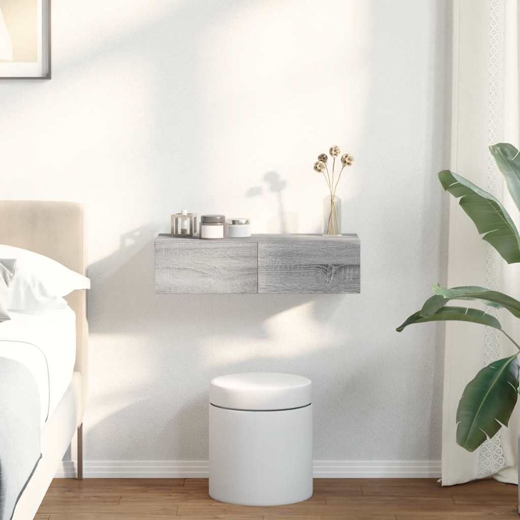 VidaXL Wandschap met lades 60x26,5x15 cm bewerkt hout grijs sonoma