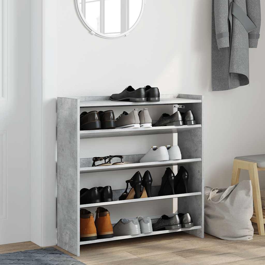 VidaXL Schoenenrek 80x25x81 cm bewerkt hout betongrijs