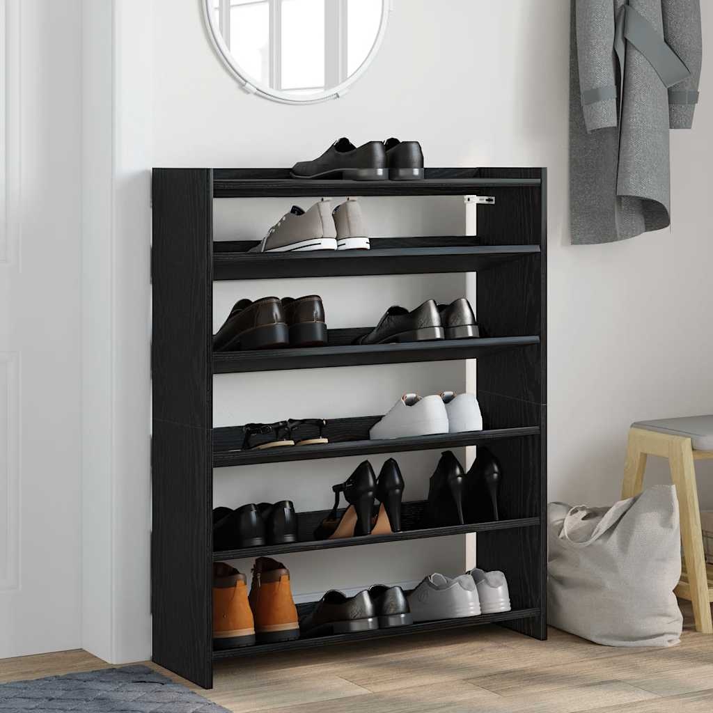 VidaXL Schoenenrek 80x25x100 cm bewerkt hout zwart