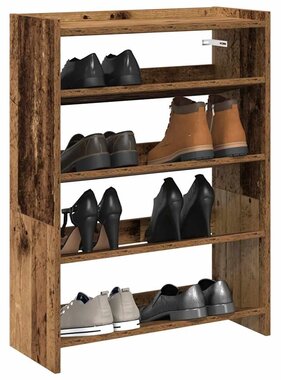 VidaXL Schoenenrek 80x25x61,5 cm bewerkt hout oud houtkleurig