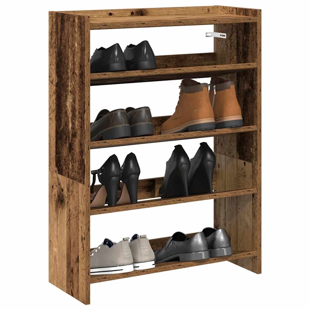 VidaXL Schoenenrek 80x25x61,5 cm bewerkt hout oud houtkleurig