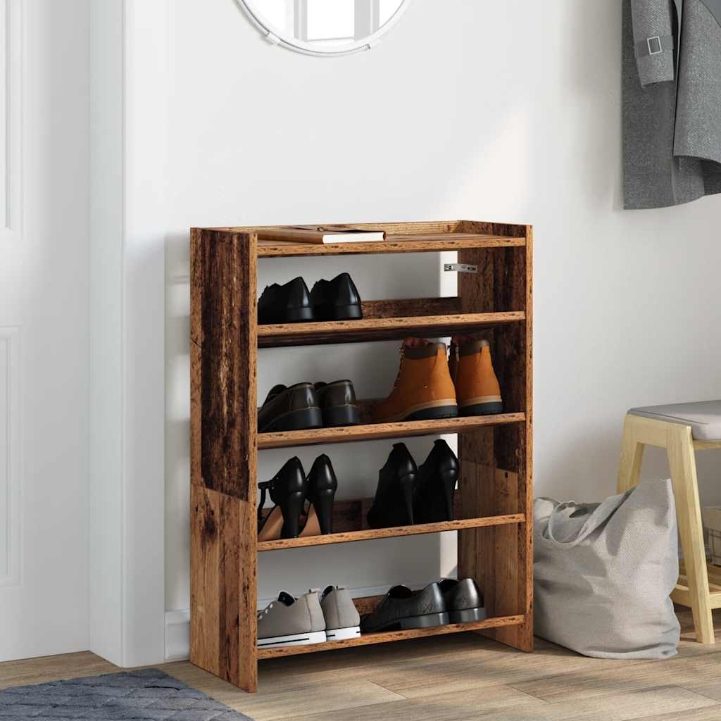 VidaXL Schoenenrek 80x25x61,5 cm bewerkt hout oud houtkleurig
