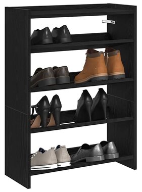 VidaXL Schoenenrek 80x25x61,5 cm bewerkt hout zwart