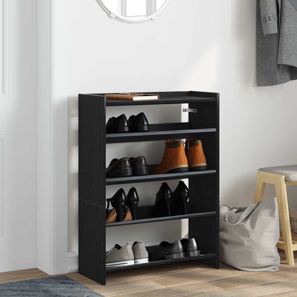 VidaXL Schoenenrek 80x25x61,5 cm bewerkt hout zwart