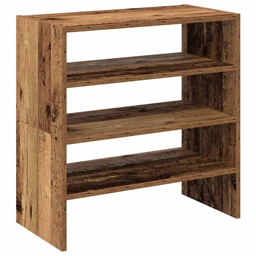 VidaXL Schoenenrekken 2 st stapelbaar 60x30x30,5 cm oud houtkleurig