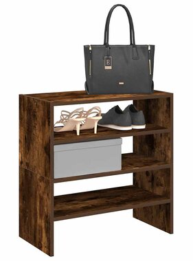 VidaXL Schoenenrekken 2 st stapelbaar 60x30x30,5 cm gerookt eikenkleur
