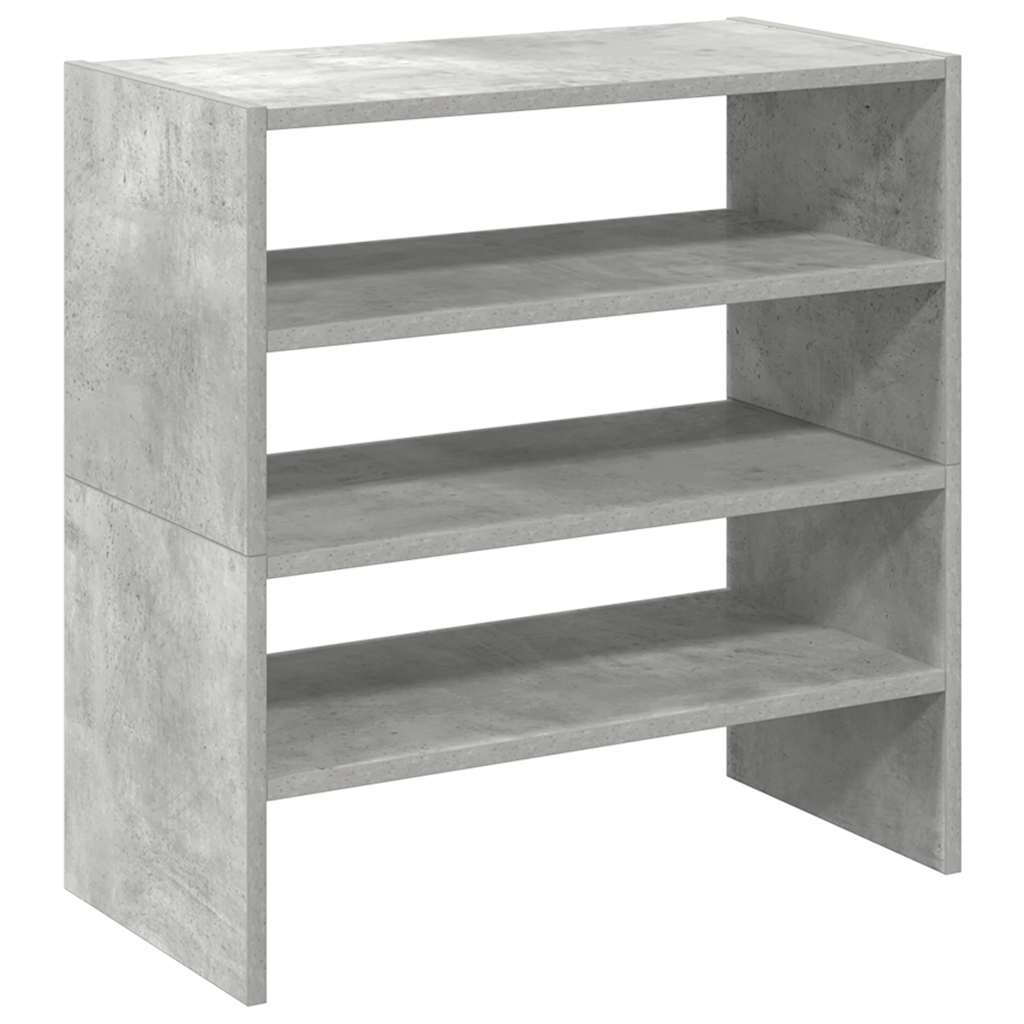 VidaXL Schoenenrekken 2 st stapelbaar 60x30x30,5 cm betongrijs
